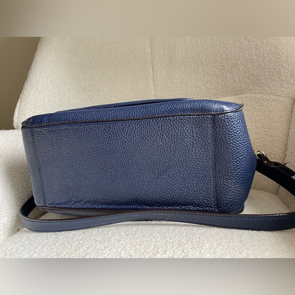 Kate Spade deep royal blue Navy gold metal accents Leather Satchel NWOT - Picture 11 of 12